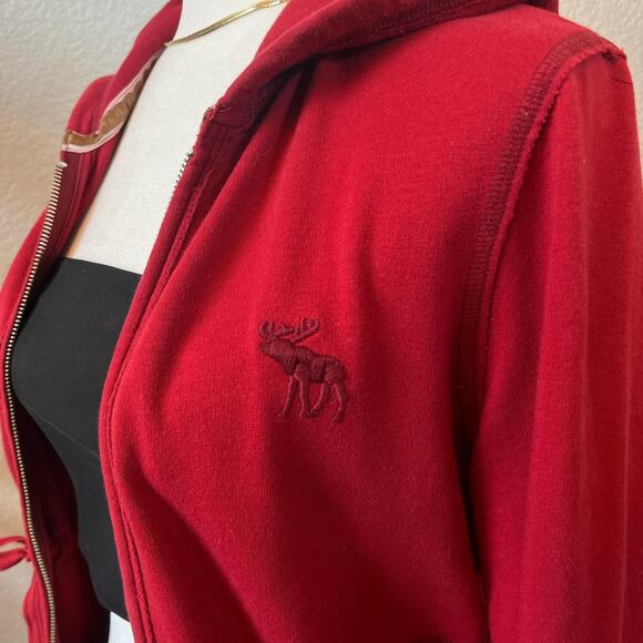 RARE ARCHIVE cherry red A&F cinched waist zip up - Picture 2 of 8